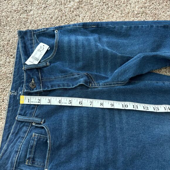 NWT New York & Company Wide Leg Dark Wash Jean Sz 6 Office High Waisted - Picture 11 of 13